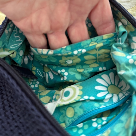 Navy Crochet Hand Shoulder Bag Silver Hardware Boho Chic Y2K - Picture 6 of 15